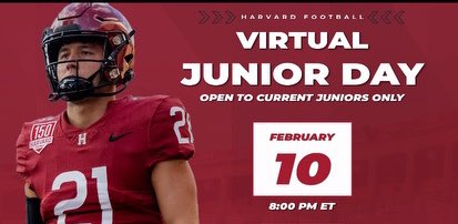 Cameron Stepp (@cameronstepp2) on Twitter photo Thank you <a href="/HarvardFootball/">Harvard Football</a> coaches for the informative virtual junior day. Thanks <a href="/Coach_Joel_Lamb/">Joel Lamb</a> and <a href="/CoachFalaki/">Kevin Falaki</a> for the invite. Looking forward to getting on campus in the spring.
<a href="/Coach_Aurich/">Andrew Aurich</a> <a href="/ScottLarkee/">Scott Larkee</a> <a href="/Coach_Johnson76/">Logan Johnson</a> <a href="/CoachJimJackson/">Jim Jackson</a> <a href="/Ryan_Kalukin/">Ryan Kalukin</a> <a href="/Crim_Recruiting/">Harvard FB Recruiting</a> Thank you <a href="/HarvardFootball/">Harvard Football</a> coaches for the informative virtual junior day. Thanks <a href="/Coach_Joel_Lamb/">Joel Lamb</a> and <a href="/CoachFalaki/">Kevin Falaki</a> for the invite. Looking forward to getting on campus in the spring.
<a href="/Coach_Aurich/">Andrew Aurich</a> <a href="/ScottLarkee/">Scott Larkee</a> <a href="/Coach_Johnson76/">Logan Johnson</a> <a href="/CoachJimJackson/">Jim Jackson</a> <a href="/Ryan_Kalukin/">Ryan Kalukin</a> <a href="/Crim_Recruiting/">Harvard FB Recruiting</a>