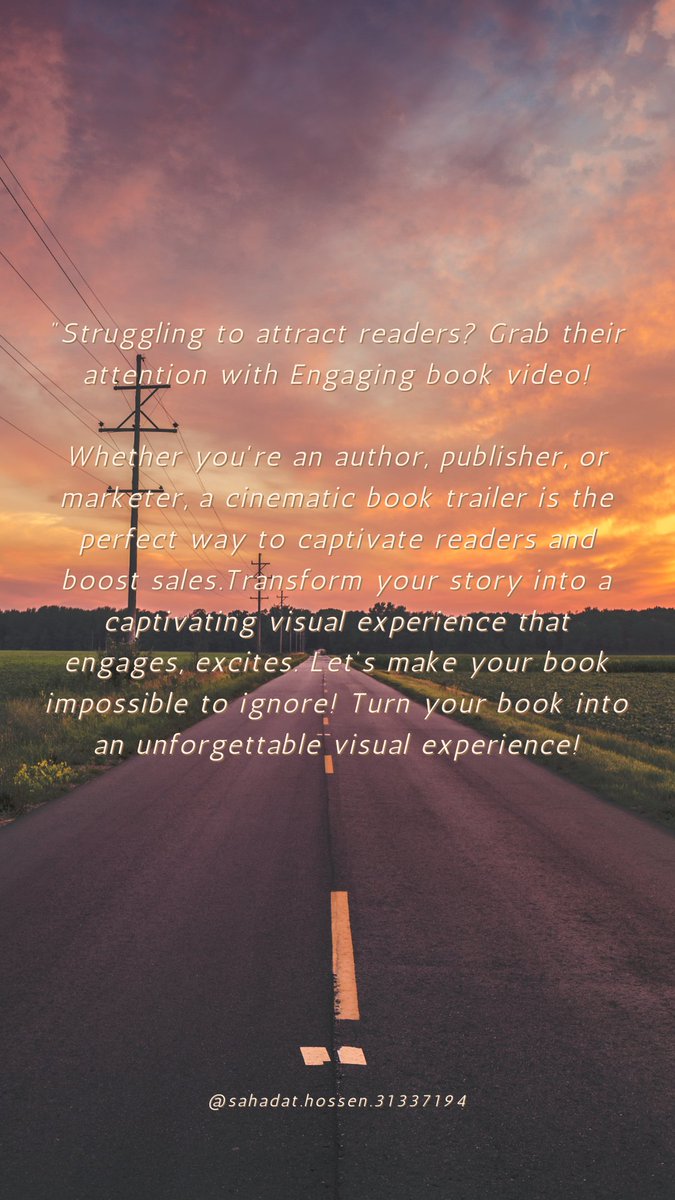 Imagine readers eagerly pre-ordering your book after watching a cinematic trailer that brings your story to life!

Give your book the spotlight it deserves!

#WritingCommunity #writingproblem #storytelling #authorproblem #amazon #Story #book #writes #visual