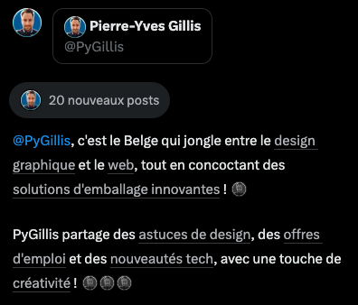 Voici comment <a href="/grok/">Grok</a> me décrit ! Nouvelle IA de X (twitter). 🤖💬