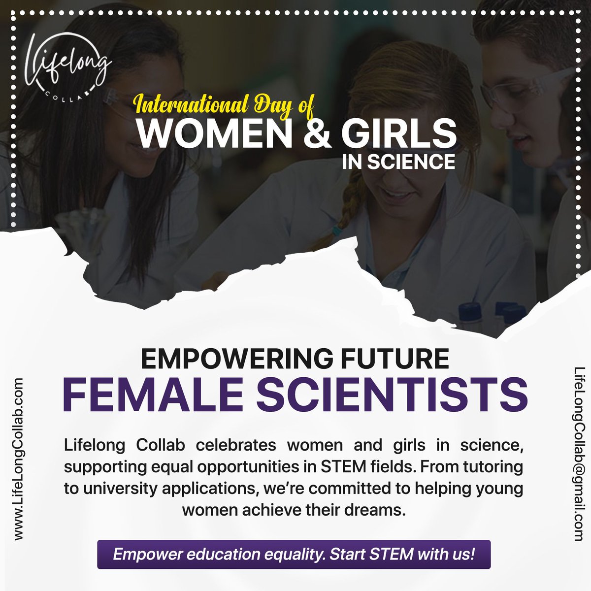 LifelongCollab's tweet photo. 🔬 Happy International Day of Women and Girls in Science! At LifeLong Collab, we're empowering the next generation of female leaders in STEM. Join us to support and celebrate their groundbreaking achievements. #WomenInScience #STEMEducation #LifeLongCollab #GenderEquality https://t.co/6GVbv1qU79