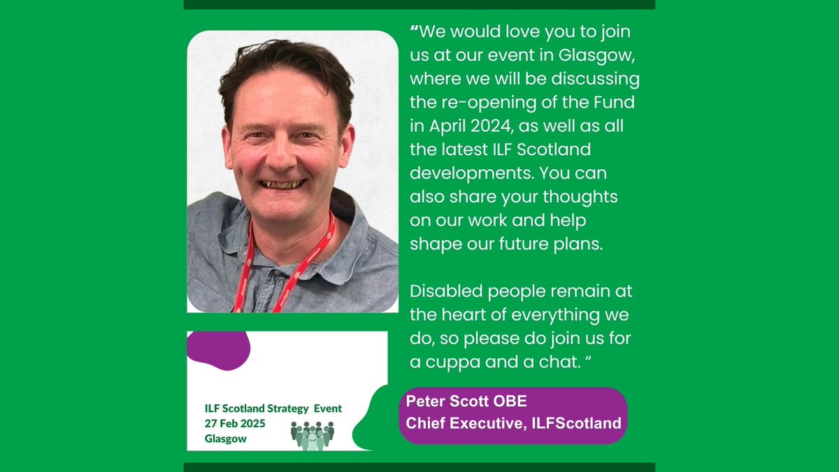 ILFScotland's tweet photo. Join us for an in-person event in Glasgow on Thursday 27 February 2025 to help shape our future plans!
Visit https://t.co/jDcXVknlV6… for more info or scan the QR code to book before 20 February. #Stategy #ILFScotland https://t.co/pPvA7CTjrT