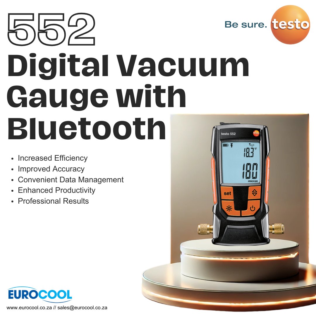 Precision meets convenience! The Testo 552 Digital Vacuum Gauge with Bluetooth takes accuracy and efficiency to the next level.
Get yours today at EUROCOOL! 🚀
📩 sales@eurocool.co.za
 🌍 eurocool.co.za
#Testo552 #DigitalVacuumGauge #HVACPros #PrecisionMatters #Eurocool