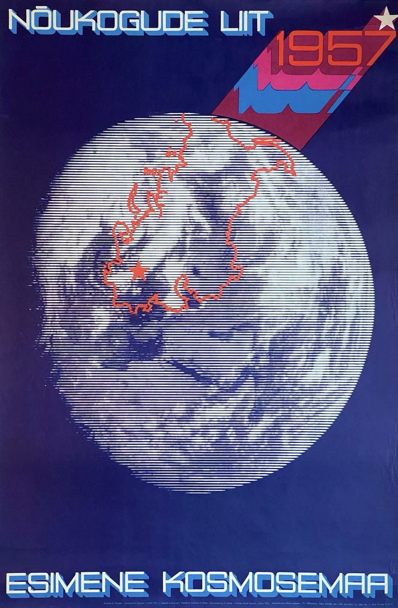 PicturesUssr's tweet photo. "Soviet Union – The First Space Nation, 1957", soviet estonian poster, 1973 https://t.co/BBhPAImHah