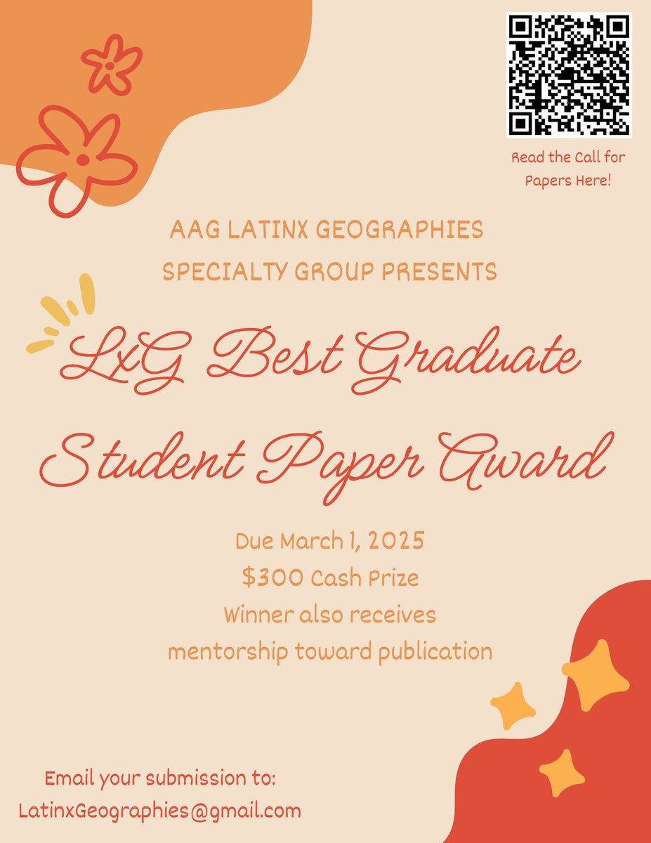 Our *2025 <a href="/theAAG/">American Association of Geographers</a>
LxG Graduate Student Paper Award* Call for Papers is still open  --&gt; tinyurl.com/2025lxgaward

Deadline March 1, 2025!