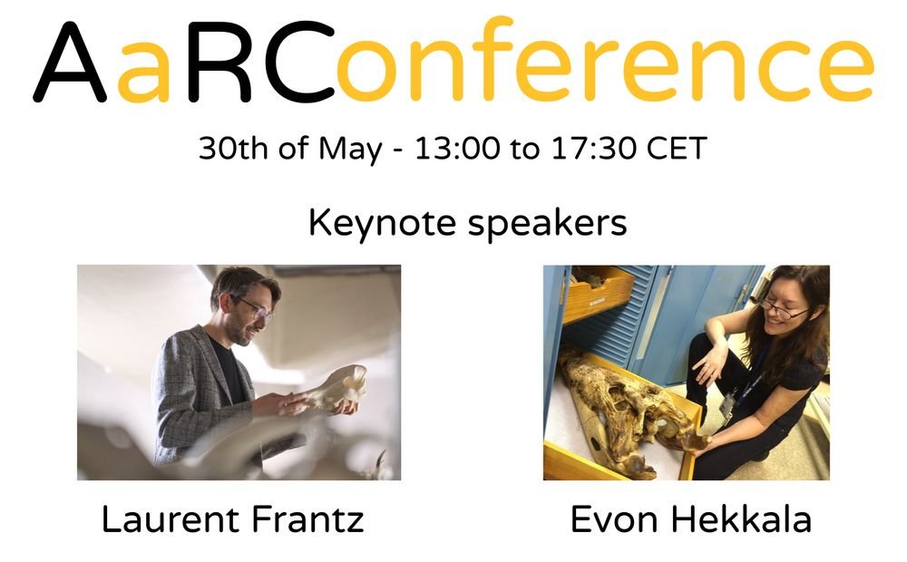 Abstract submission is open for the online #AaRConference! Join us and invited speakers Laurent Frantz and Evon Hekkala on May 30th to present your research about animal #aDNA and discuss them with the community. All topics #aDNA related are welcomed!