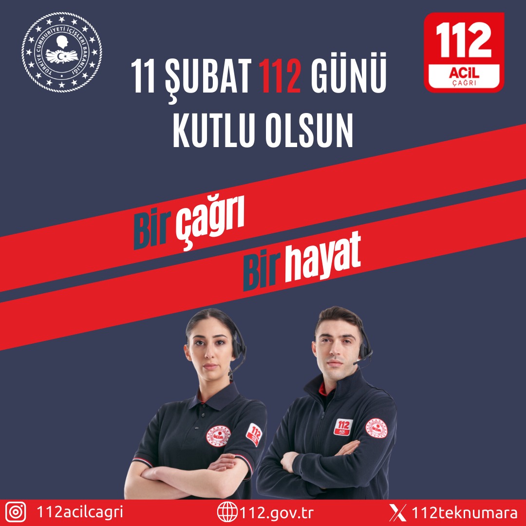 112 Acil Çağrı Merkezleri (@112teknumara) on Twitter photo 11 Şubat 112 Günü Kutlu Olsun 🇹🇷
#acildurumdasadece112
<a href="/TC_icisleri/">T.C. İçişleri Bakanlığı</a>
<a href="/illeridaresi/">İller İdaresi Genel Müdürlüğü</a> 11 Şubat 112 Günü Kutlu Olsun 🇹🇷
#acildurumdasadece112
<a href="/TC_icisleri/">T.C. İçişleri Bakanlığı</a>
<a href="/illeridaresi/">İller İdaresi Genel Müdürlüğü</a>