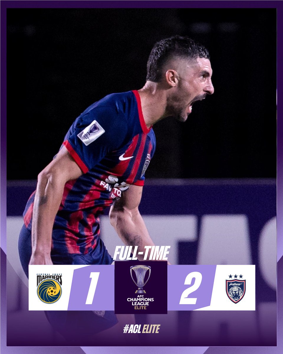 FT | 🇦🇺 Central Coast Mariners 1️⃣-2️⃣ JDT 🇲🇾

𝗕𝗜𝗚 3️⃣ points for the Malaysian champs! 

#ACLElite | #CCMvJDT