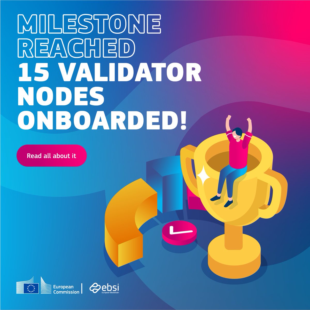 📈 EBSI is leveling up! The Production-grade Network has onboarded 15 Validator Nodes, a key milestone for a secure, resilient blockchain.

Together with the European Commission, EUROPEUM-EDIC &amp; EBSI-NE, we’re ensuring trust with a Proof of Authority consensus model.

🔗 Read