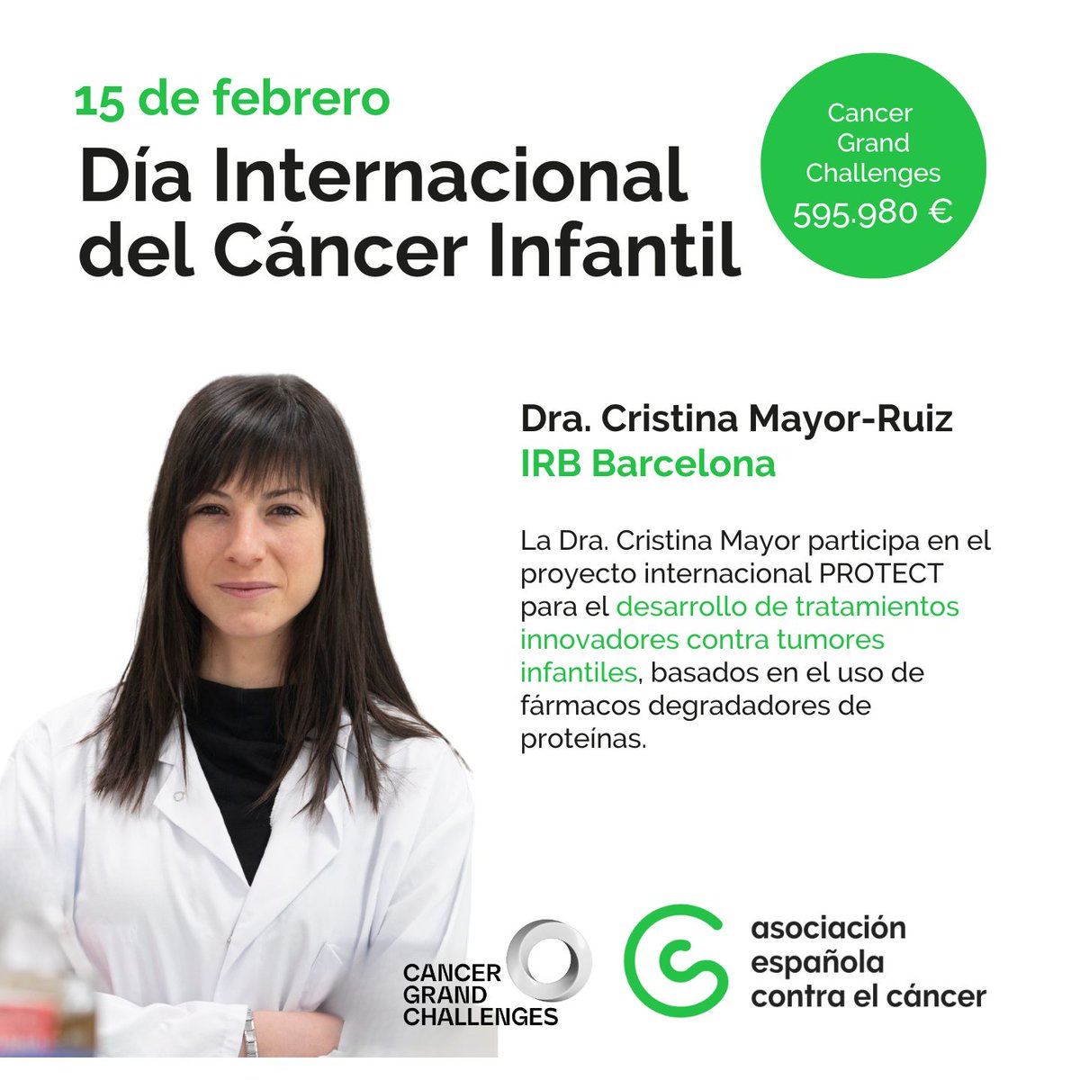 Asociación Española Contra el Cáncer (@contracanceres) on Twitter photo La Dra. Cristina Mayor-Ruiz del <a href="/IRBBarcelona/">IRB Barcelona</a> con el apoyo de <a href="/contracancerES/">Asociación Española Contra el Cáncer</a> desarrolla un proyecto internacional para avanzar en el desarrollo de un nuevo tipo de fármacos, para el tratamiento del cáncer infantil.
#DíaInternacionaldelCáncerInfantil contraelcancer.es/es/investigaci… La Dra. Cristina Mayor-Ruiz del <a href="/IRBBarcelona/">IRB Barcelona</a> con el apoyo de <a href="/contracancerES/">Asociación Española Contra el Cáncer</a> desarrolla un proyecto internacional para avanzar en el desarrollo de un nuevo tipo de fármacos, para el tratamiento del cáncer infantil.
#DíaInternacionaldelCáncerInfantil contraelcancer.es/es/investigaci…