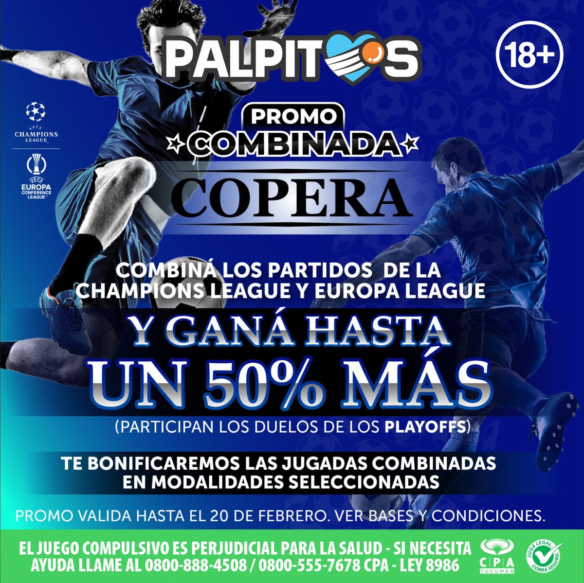 ⚽🏆¡Combiná los duelos de la #ChampionsLeague y #EuropaLeague y ganá hasta un 50% más! Hacé tu jugada en <a href="/Palpitosok/">Pálpitos</a> 💚, ingresá aquí ➡️ lc.cx/d02x3V