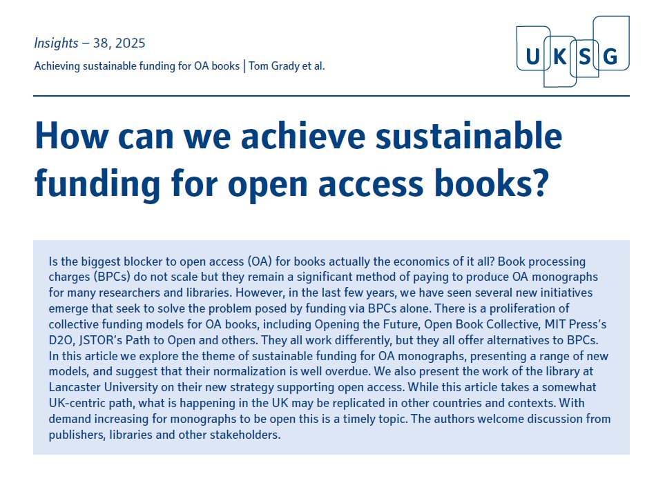 UKSG (@uksg) on Twitter photo The latest from #UKSGInsights: Tom Grady. <a href="/Copim_community/">COPIM (not posting here anymore)</a>, Elaine Sykes, <a href="/LancasterUniLib/">Lancaster University Library</a> and <a href="/martin_eve/">Martin Paul Eve</a>, <a href="/BirkbeckUoL/">Birkbeck, University of London</a> "How can we achieve sustainable funding for OA books?" dub.sh/CvprmVS The latest from #UKSGInsights: Tom Grady. <a href="/Copim_community/">COPIM (not posting here anymore)</a>, Elaine Sykes, <a href="/LancasterUniLib/">Lancaster University Library</a> and <a href="/martin_eve/">Martin Paul Eve</a>, <a href="/BirkbeckUoL/">Birkbeck, University of London</a> "How can we achieve sustainable funding for OA books?" dub.sh/CvprmVS