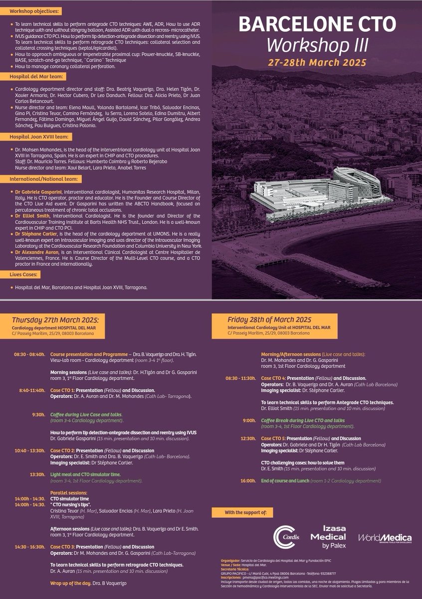 Mes de oclusiones crónicas!!!! Estamos a tope con las CTO y queremos que más gente conozca y se forme en CTO para hacer una enfermería especializada, segura y de calidad. Echa un ojo al siguiente curso y anímate!! #enfermeriahemodinamica #cto