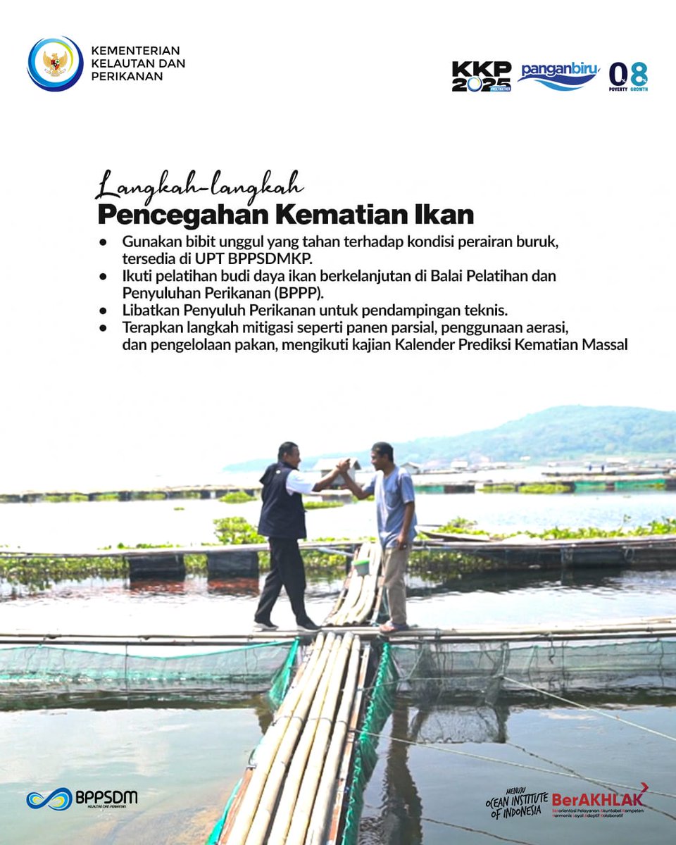 bppsdm_pkpj's tweet photo. Langkah pencegahan lainnya, gunakan bibit unggul dr UPT #BPPSDMKP yg tahan kondisi buruk, ikuti pelatihan di BPPP &amp; manfaatkn pendampingn #PenyuluhPerikanan utk mitigasi seperti panen parsial,aerasi &amp; pengelolaan pakan. Kalender ini penting utk meminimalkan risiko kematian massal https://t.co/OzKHwDfoQ5