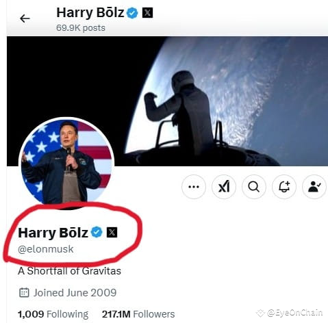 EyeOnChain's tweet photo. Elon’s Bio Change Strikes Again – Another Meme Millionaire is Born! 🤯
#ElonMuskUpdates does it again! 😂 After changing his profile name to Harry Bolz, the memecoin $HARRYBOLZ skyrocketed to $0.025 in no time. https://t.co/Tsz5bXFvaw