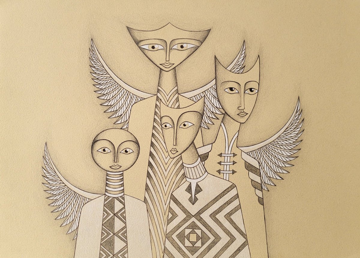 lottaskimo's tweet image. "L'armée des anges " 2025
Stylo bille et crayons sur papier. 
29,7cm x 42cm 
#dessin #drawing