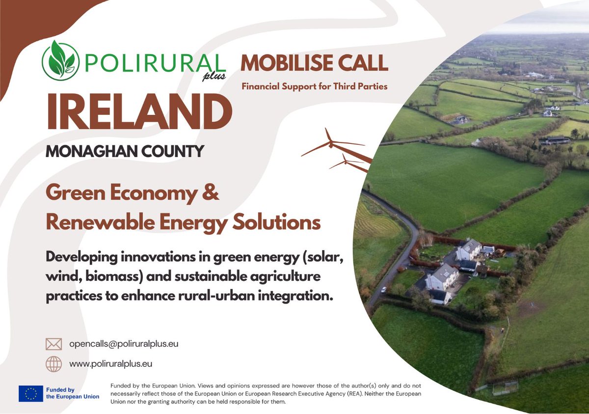 PoliRuralPlus (@poliruralplus) on Twitter photo ๐ Ready to drive change? Submit your proposal for the #MobiliseOpenCall! ๐ฑ๐
โณ March 31, 2025 17:00 CET
๐ Apply now: 1url.cz/C1PHI
Join us in shaping a sustainable, circular economy future for County Monaghan,โ๏ธIreland. 
#Innovation #PoliRuralPlus #circulareconomy ๐ Ready to drive change? Submit your proposal for the #MobiliseOpenCall! ๐ฑ๐
โณ March 31, 2025 17:00 CET
๐ Apply now: 1url.cz/C1PHI
Join us in shaping a sustainable, circular economy future for County Monaghan,โ๏ธIreland. 
#Innovation #PoliRuralPlus #circulareconomy
