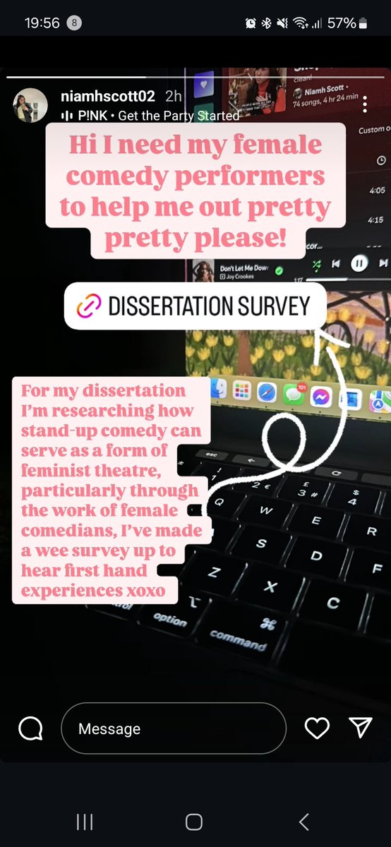 lms73's tweet photo. @ninaconti Hi Nina! I wondered if you would help? I am trying to help my daughter get this survey for her dissertation around as many female performers as possible. She is due to graduate from her BA Drama course soon. https://t.co/pCU9QROhhn