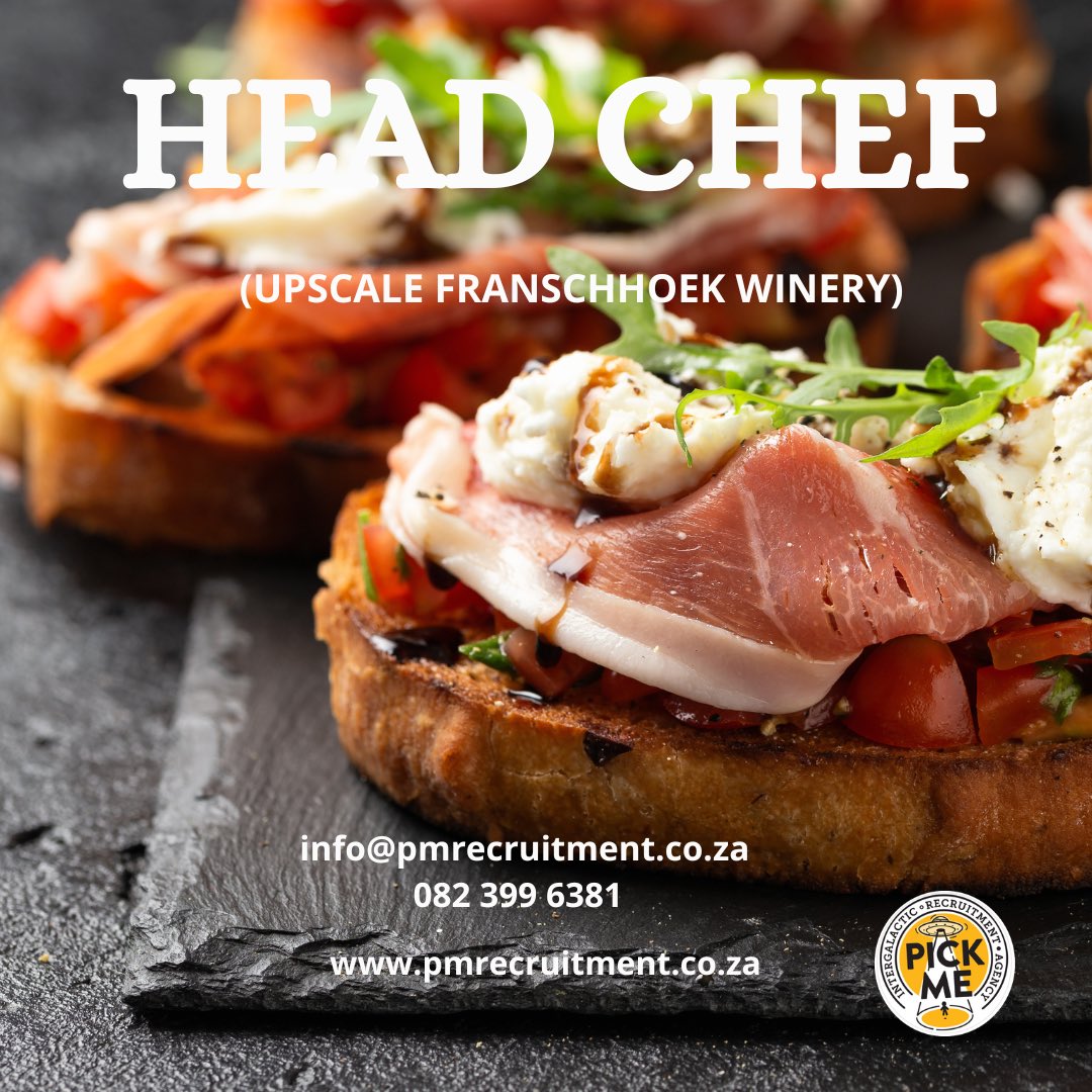 pickmeNOW111's tweet photo. HEAD CHEF: Upscale Franschhoek Winery
 
An exceptional opportunity exists for a highly skilled Head Chef.  The menu showcases a curated selection of antipasti, highlighting estate-grown produce.
 
Apply Link:  https://t.co/MDvJZwGF0e 
#headchefjobs https://t.co/Cch5GCX3Vq