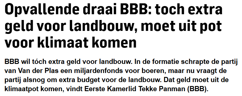 Goed dat <a href="/BoerBurgerB/">BBB BoerBurgerBeweging 🍀🍀🍀</a> alsnog openstaat voor voorstel van <a href="/ElineVedder/">Eline Vedder</a> en <a href="/HenriBontenbal/">Henri Bontenbal</a> om de leeggekiepte portemonnee voor #boeren weer wat te vullen uit #klimaatfonds. Prima als #BBB vasthoudt aan doelen op #stikstof en #klimaat, maar niet voor rekening van alleen de boeren 🚫