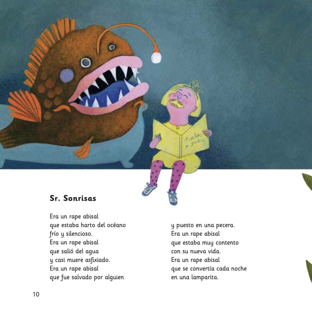 El poeta mexicano Luis Eduardo García ya había previsto lo del pez abisal, pero sin el triste final.

Del libro de poemas para infancias Puntiagudos (2020).