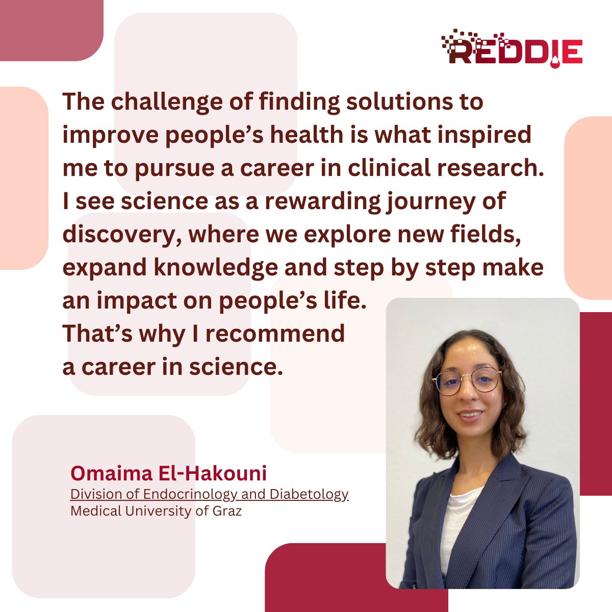 REDDIEdiabetes (@reddie_diabetes) on Twitter photo Celebrating the International Day of Women and girls in science. 👩🔬
📢 Spotlight on Omaima El Hakouni from the <a href="/MedUniGraz/">Med Uni Graz</a> shares what inspired her to pursue a career in science. 👀
#WomenInScience #GirlsInSTEM #REDDIE #HorizonEU Celebrating the International Day of Women and girls in science. 👩🔬
📢 Spotlight on Omaima El Hakouni from the <a href="/MedUniGraz/">Med Uni Graz</a> shares what inspired her to pursue a career in science. 👀
#WomenInScience #GirlsInSTEM #REDDIE #HorizonEU