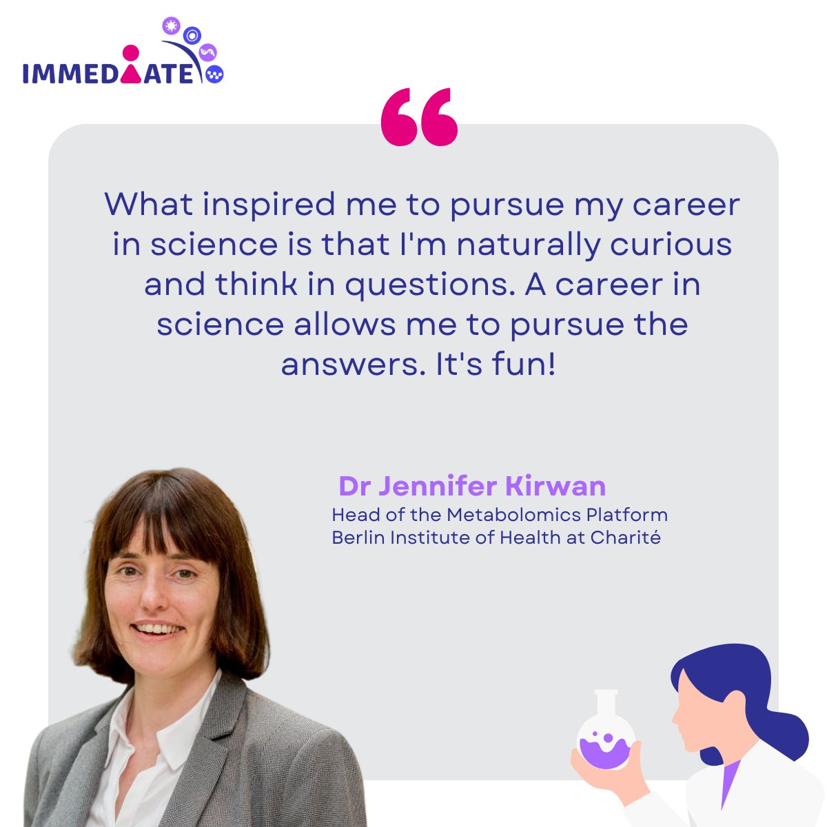 Celebrating the International Day of Women and girls in science 🦸‍♀️

Last but not least, Dr Jennifer Kirwan shares what inspired her to pursue a career in science. 👇 

#WomenInSTEM #womenInScience #IDWGS #HorizonEU #IMMEDIATE
