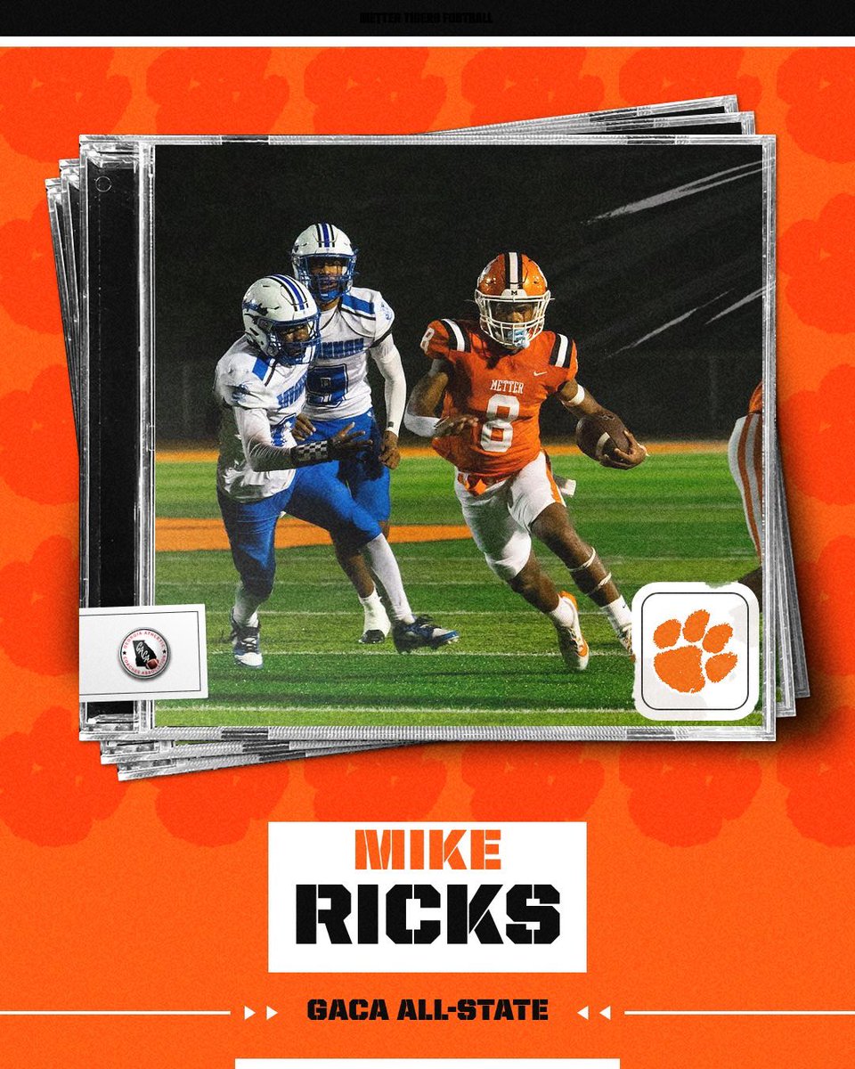 Metter Tiger Football (@metterfootball) on Twitter photo ALL-STATE ‼️
Congratulations to <a href="/allen4williams4/">Allen “MainS̷t̷r̷i̷k̷e̷r̷” Williams 25’✟</a>, <a href="/CJAYSmith5/">CJAY Smith</a>, <a href="/lijahdickerson/">Elijah Dickerson</a> and <a href="/Ricksm711Ricks/">Mike Ricks</a> on making the <a href="/GACACoaches/">Georgia Athletic Coaches Association</a> ALL-STATE team!
🟠⚫️🐅
#gotigers / / #chasingGREATNESS ALL-STATE ‼️
Congratulations to <a href="/allen4williams4/">Allen “MainS̷t̷r̷i̷k̷e̷r̷” Williams 25’✟</a>, <a href="/CJAYSmith5/">CJAY Smith</a>, <a href="/lijahdickerson/">Elijah Dickerson</a> and <a href="/Ricksm711Ricks/">Mike Ricks</a> on making the <a href="/GACACoaches/">Georgia Athletic Coaches Association</a> ALL-STATE team!
🟠⚫️🐅
#gotigers / / #chasingGREATNESS