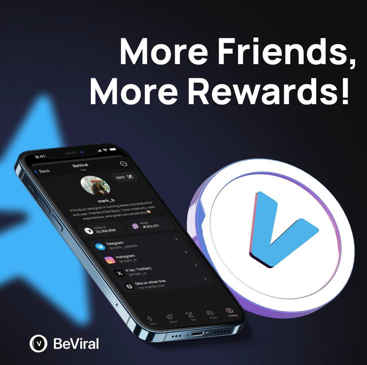 😉 More Friends = More Rewards! 

Invite your friends to BeViral and let them vote for you! The more support, the higher your rank!

⭐️ Plus, Telegram Premium users unlock exclusive bonuses! 

Don’t miss out—share, vote, and win together!

t.me/Be_Viral_bot