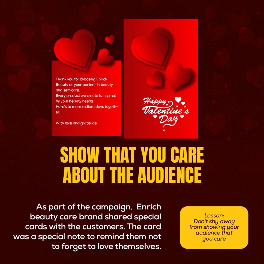 DigitXplus's tweet photo. Here is how to create butterflies in your audience tummy this Valentine's day taking a cue from Enrich beauty care brand unique approach to Valentine's day.

#digitXplus #theHive #Digitalmarketing #advertising #branding #appdev #paidmedia #mediaplanning #socialmedia https://t.co/VjdI3voAZ3
