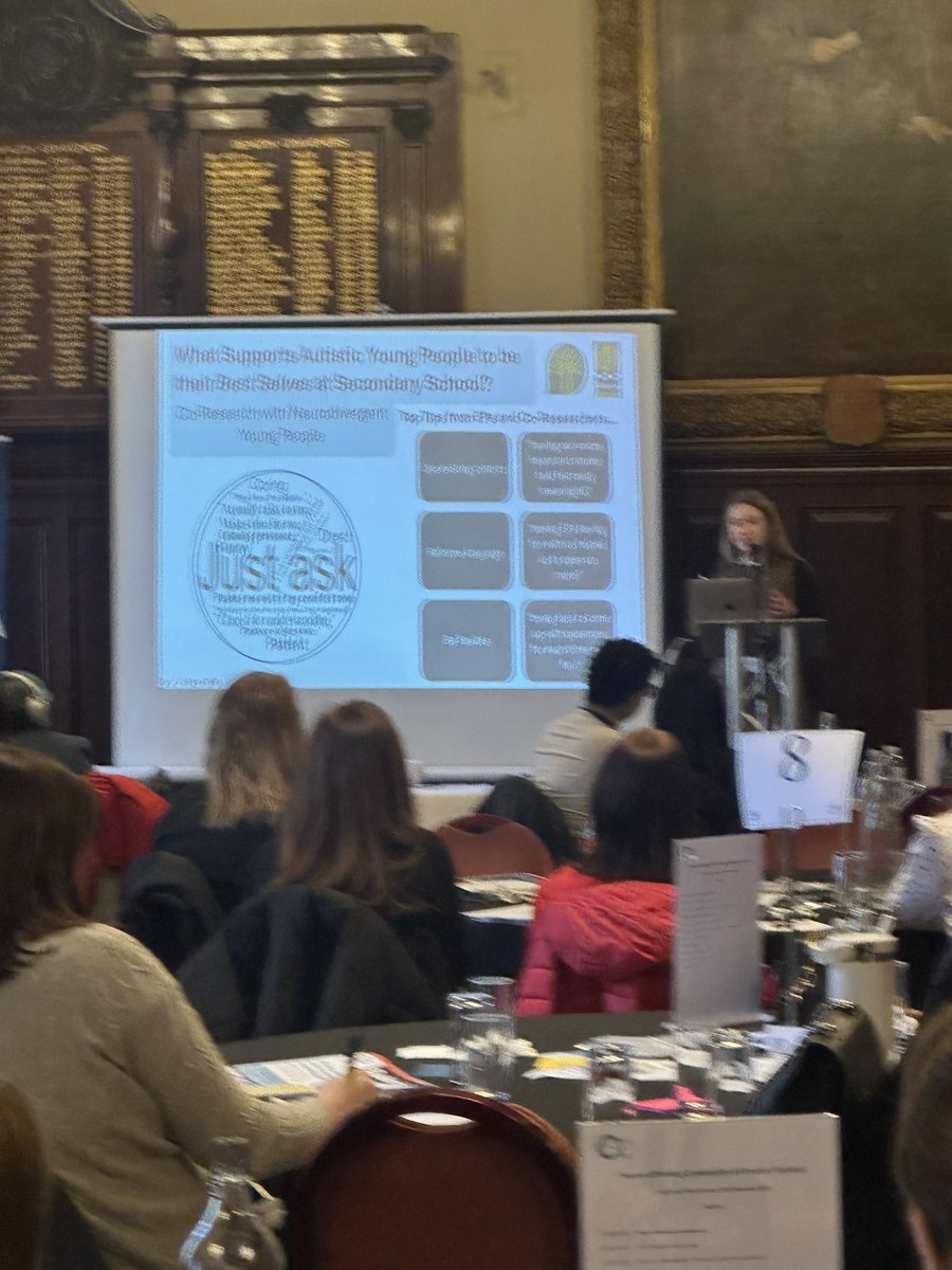 Hayleigh and Jason sharing their co-research project with neurodivergent YP on ‘What Supports Autistic Young People to be their Best Selves at Secondary School’ at the NAIT Neuro-Affirming Community of Practice event today. Some top tips: be flexible, hear our voices, just ask!