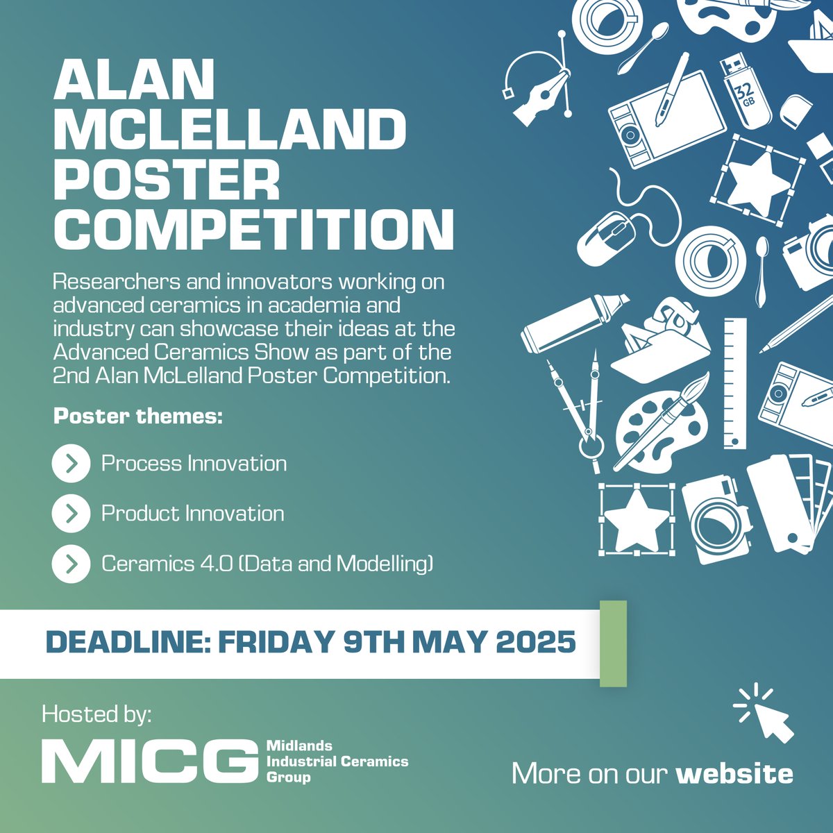 Researchers and innovators in advanced ceramics have the opportunity to showcase their work at the 2nd Alan McLelland Poster Competition, taking place as part of The Advanced Ceramics Show on 9th and 10th July 2025 at The NEC, Birmingham. 

👉 micg.org.uk/micg-poster-co…