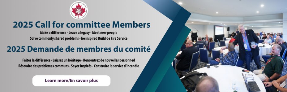 CdnFireChiefs's tweet image. Get involved with @CdnFireChiefs 2025 Committees! Lead, learn, contribute, network and grow. Members can view the 2025 committees and register now! Deadline is Feb 14, 2025: cafc.ca/page/2025-comm…