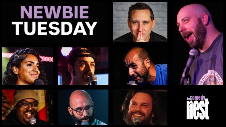 Tonight! Comedian and award-winning short-film maker Sean Carson hosts Newbie Tuesday with all these not-so-newbie guests! 8pm (to 9:30), $6 gets you in and a free pass to a weekend show! Info/tix: comedynest.com