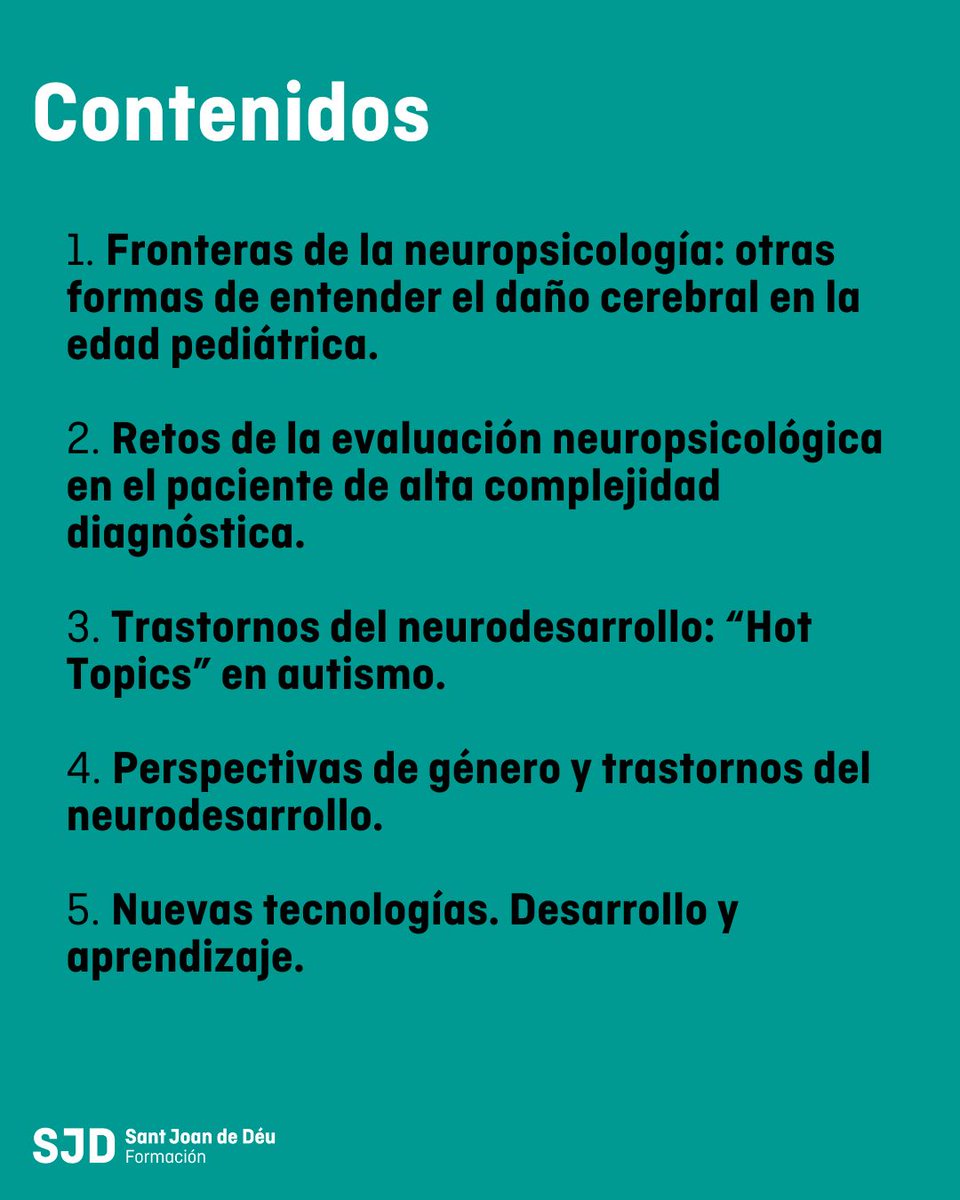 SJD Formación (@sjdformacion) on Twitter photo 🧠 Jornada sobre Neuropsicología y Trastornos del Neurodesarrollo.
¿Qué retos enfrentamos en el abordaje asistencial? Descúbrelo en esta jornada con expertos de referencia.
📅 3 y 4 abril 
📍 Presencial  y 💻online.
👇 Más información e inscripciones
formacion.sjdhospitalbarcelona.org/es/formaciones… 🧠 Jornada sobre Neuropsicología y Trastornos del Neurodesarrollo.
¿Qué retos enfrentamos en el abordaje asistencial? Descúbrelo en esta jornada con expertos de referencia.
📅 3 y 4 abril 
📍 Presencial  y 💻online.
👇 Más información e inscripciones
formacion.sjdhospitalbarcelona.org/es/formaciones…