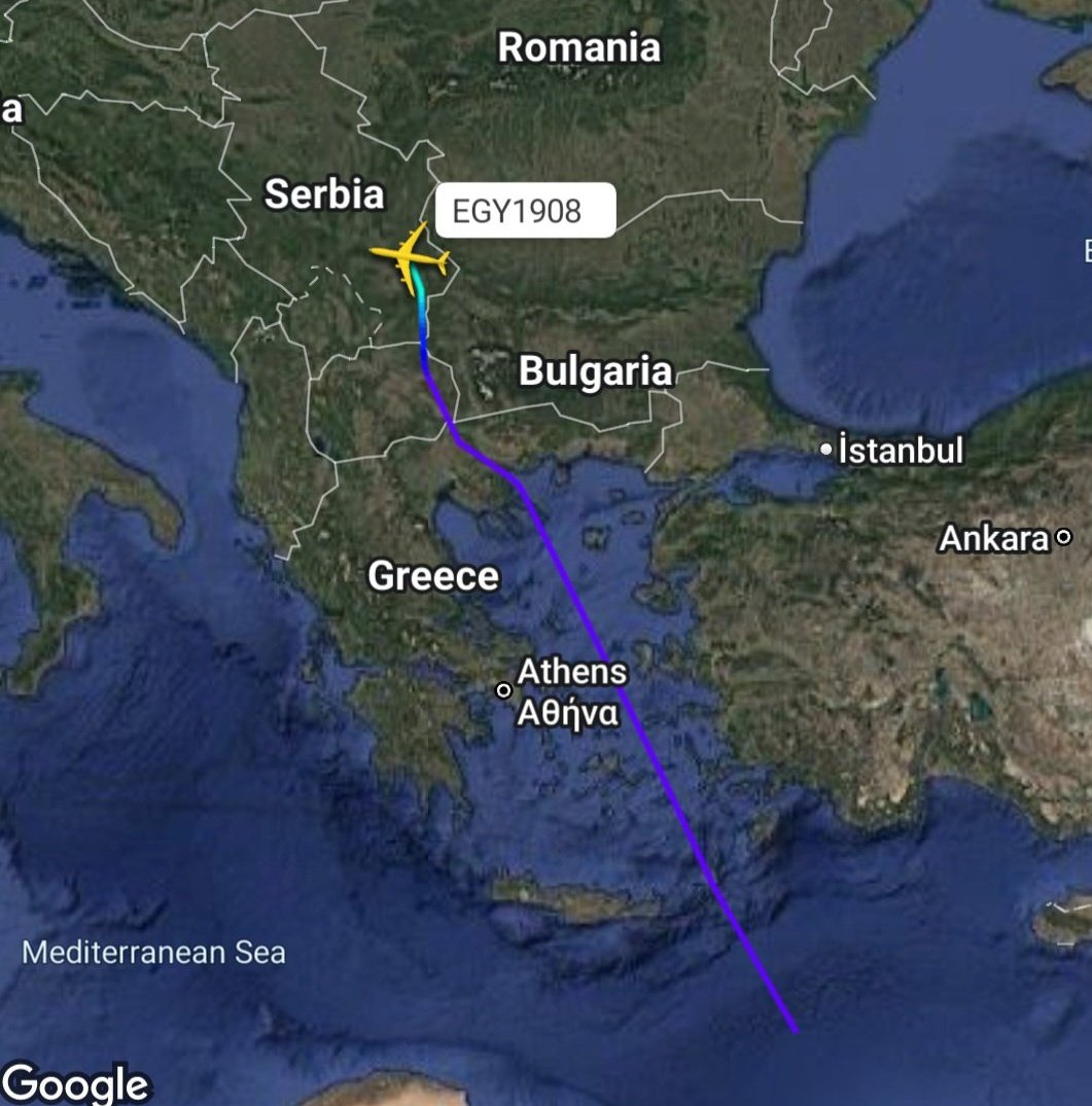 Lukai1861's tweet photo. #Serbia | Egyptian Air Force Ilyushin Il-76MF (SU-BTX, #EGY1908) spotted over Serbia after departing from #Egypt.
Barometric Altitude: Varied (10,349m→ 4,750ft)
Ground Speed: 740 km/h→ 161 mph
Military cargo flight, potential destination: probably #Niš. https://t.co/FcOCmECS1F