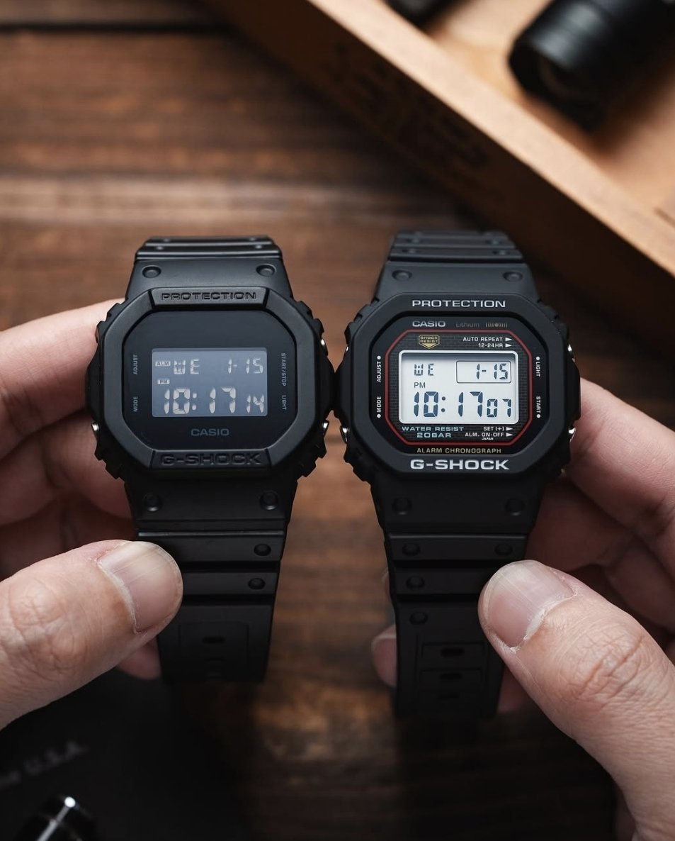 Which G-Shock would you pick? 

- DW-5600BB-1DR (left)  
- DW-5000R-1A (right)