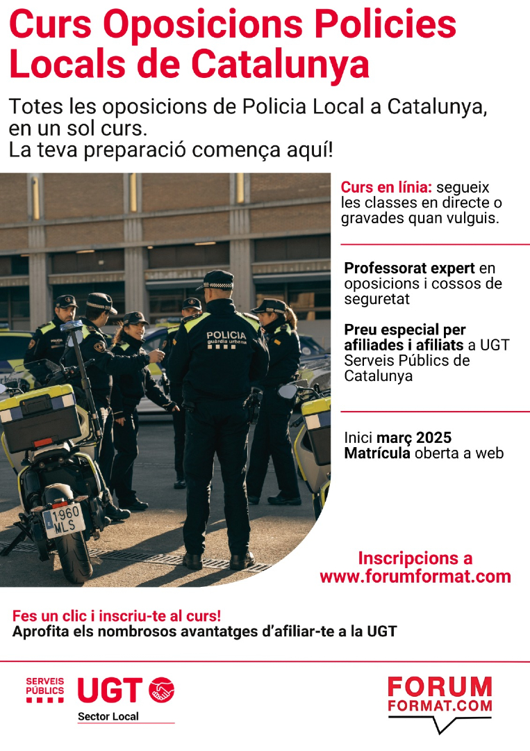 🚔 Vols ser #PoliciaLocal a Catalunya? T'ajudem:
✔ Classes en línia en directe i gravades
✔ Professorat expert en oposicions
✔ Test/simulacres oficials
🎯 Matrícula oberta!

Més info: forumformat.com/ca/cursos/poli…
