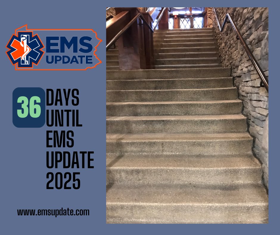 Thirty-six days until EMS Update 2025 at Seven Springs Resort. Registration fees increase on February 15! 

Join us March 20-22 for PA's Largest EMS Gathering.