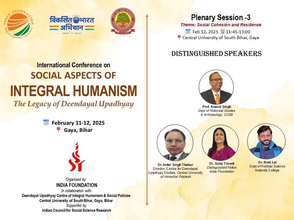 lalbinit's tweet photo. At Central University of South Bihar, Gaya for International Conference organized by @indfoundation 
Tribute to Pandit Deendayal Upadhyaya ji on his Punyatithi 🙏 https://t.co/GCC97UI025