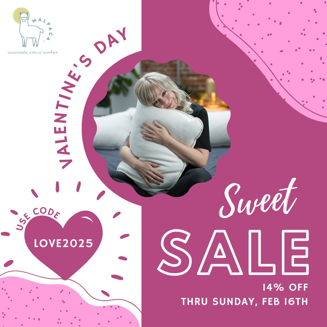 MalpacaSleep's tweet photo. 💖 Sweet dreams start with the perfect pillow! 💖 Treat yourself or your Valentine to ultimate comfort with 14% off during our Sweet Valentine’s Day Sale! Now through Sunday, February 16th, save on luxury sleep with code LOVE2025. ❤️✨ 
.
.
.
#SleepWell #ValentineSale #Malpaca https://t.co/fkzkvTmeVX