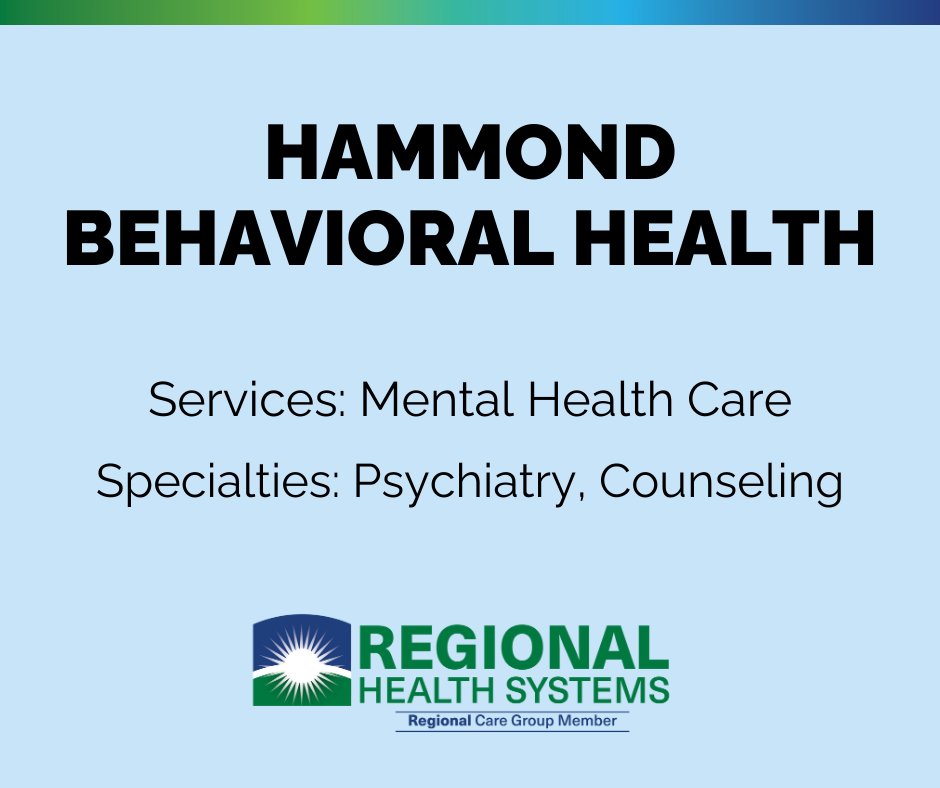 Regional Health Systems' Hammond Behavioral Health is here to provide you with all your mental health care needs. Schedule your appointment by calling 219.769.4005

Find Regional Health Systems in your neighborhood: rhs.care/locations