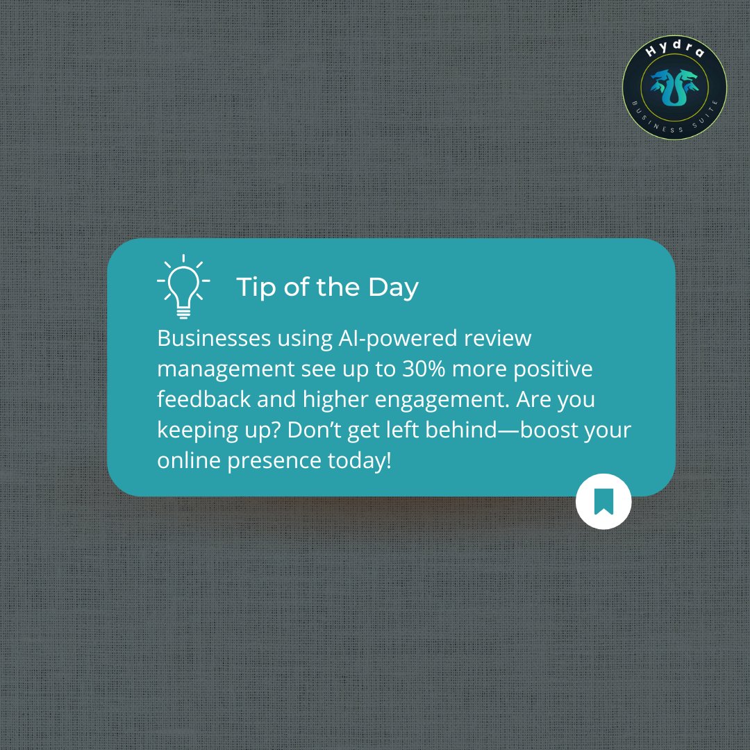 WallyCarmichael's tweet image. 𝐀𝐈-𝐏𝐨𝐰𝐞𝐫𝐞𝐝 𝐑𝐞𝐯𝐢𝐞𝐰𝐬 = 𝐌𝐨𝐫𝐞 𝐏𝐨𝐬𝐢𝐭𝐢𝐯𝐞 𝐅𝐞𝐞𝐝𝐛𝐚𝐜𝐤! 

Let AI do the work while you focus on growth! Ready to level up? Drop a 🚀 in the comments!

#AIReviews #ReputationBoost #SmartBusiness #CustomerFeedback