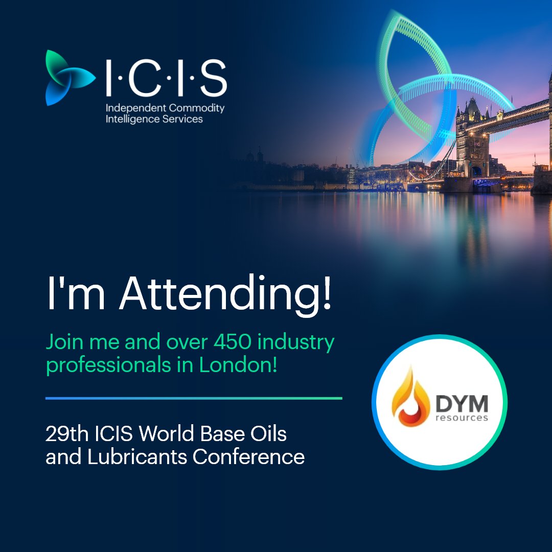 DYMRESOURCES's tweet photo. See you tomorrow at 29th ICIS in London!

#baseoils #lubricants #rerefinedoils https://t.co/WGcmXtpuoO