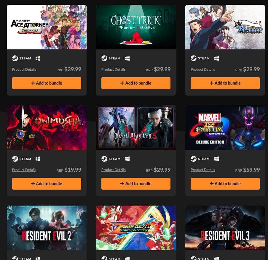 IGNDeals's tweet image. Some absolute all-timers in the Fanatical x Capcom "Build Your Own Bundle" deal going on right now. Get 4 or more games and they're $6.25 each. Ace Attorney, Resident Evil, Mega Man, awesome selection here. zdcs.link/QxXxrj