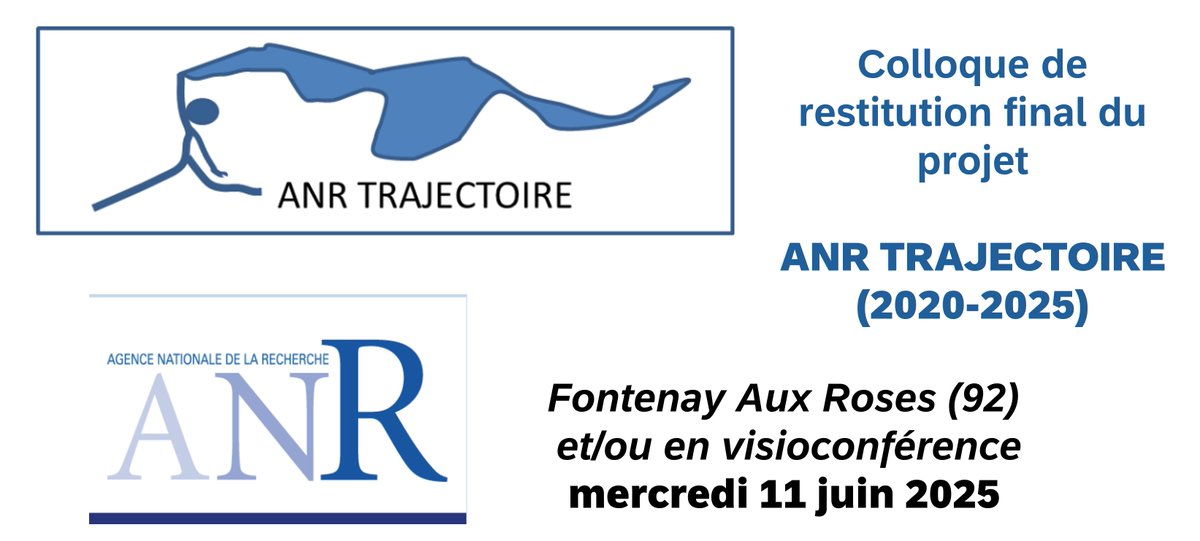 Projet ANR TRAJECTOIRE (2020-2025) : colloque de restitution 
MERCREDI 11 JUIN 2025
Auditorium de l’ASNR de Fontenay-Aux-Roses (92) (et en visioconférence)

Inscription obligatoire sur : forms.office.com/e/TzJrMGdrHL
                        au plus tard lundi 12 mai 2025