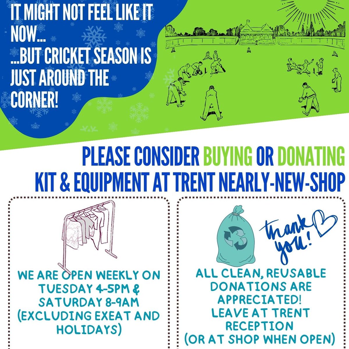 It might be chilly outside but it's the perfect time to have a rummage and see if there's anything you can donate to the Nearly New Shop in time for spring sports season☀️All proceeds benefitting student projects