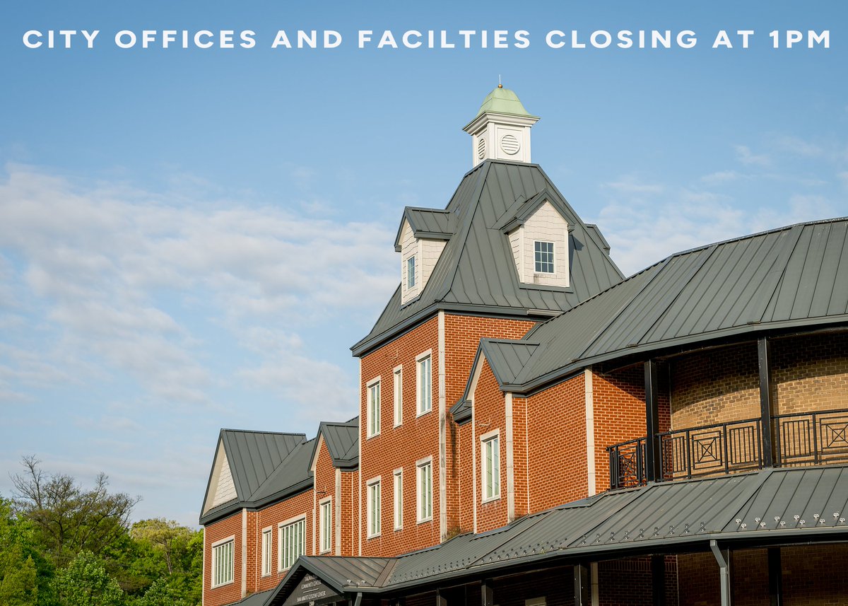 TakomaParkMD's tweet photo. In light of the forecasted winter weather event, City of Takoma Park offices and facilities will close at 1 pm Today. As always, @TakomaParkPD will be open 24/7 for Emergency Services. https://t.co/LT178RG6Fb