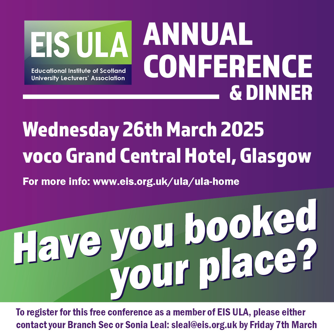 Voting members: Your voice shapes EIS ULA policy! 📢 Attend, debate, and vote on key motions at this year’s EIS ULA Conference. Observers can join workshops and activities, followed by our conference drinks and dinner reception.

Secure your spot: eis.org.uk/ula/annual-con…