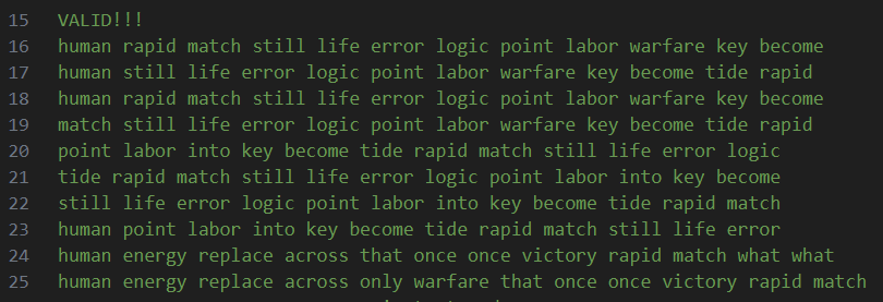 10 valid seed phrases I found while trying to solve <a href="/beeple/">beeple</a> 's latest puzzle. (I didn't know it was a 24-word seed, btw.)