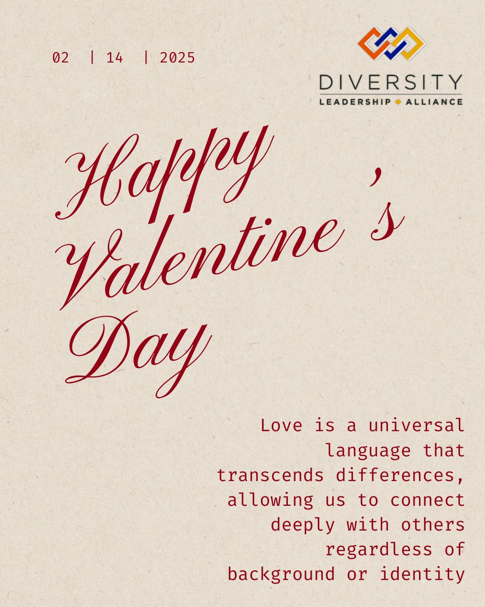 DLA_Diversity's tweet photo. Happy Valentine's Day! Remember, love is not just for one day, but a constant thread that binds us all together. Today, we celebrate the beauty in our differences, the strength of our diversity, &amp; the power of inclusion.

Love is love. Respect is respect. Inclusion is everything. https://t.co/UIEwmpUsEy